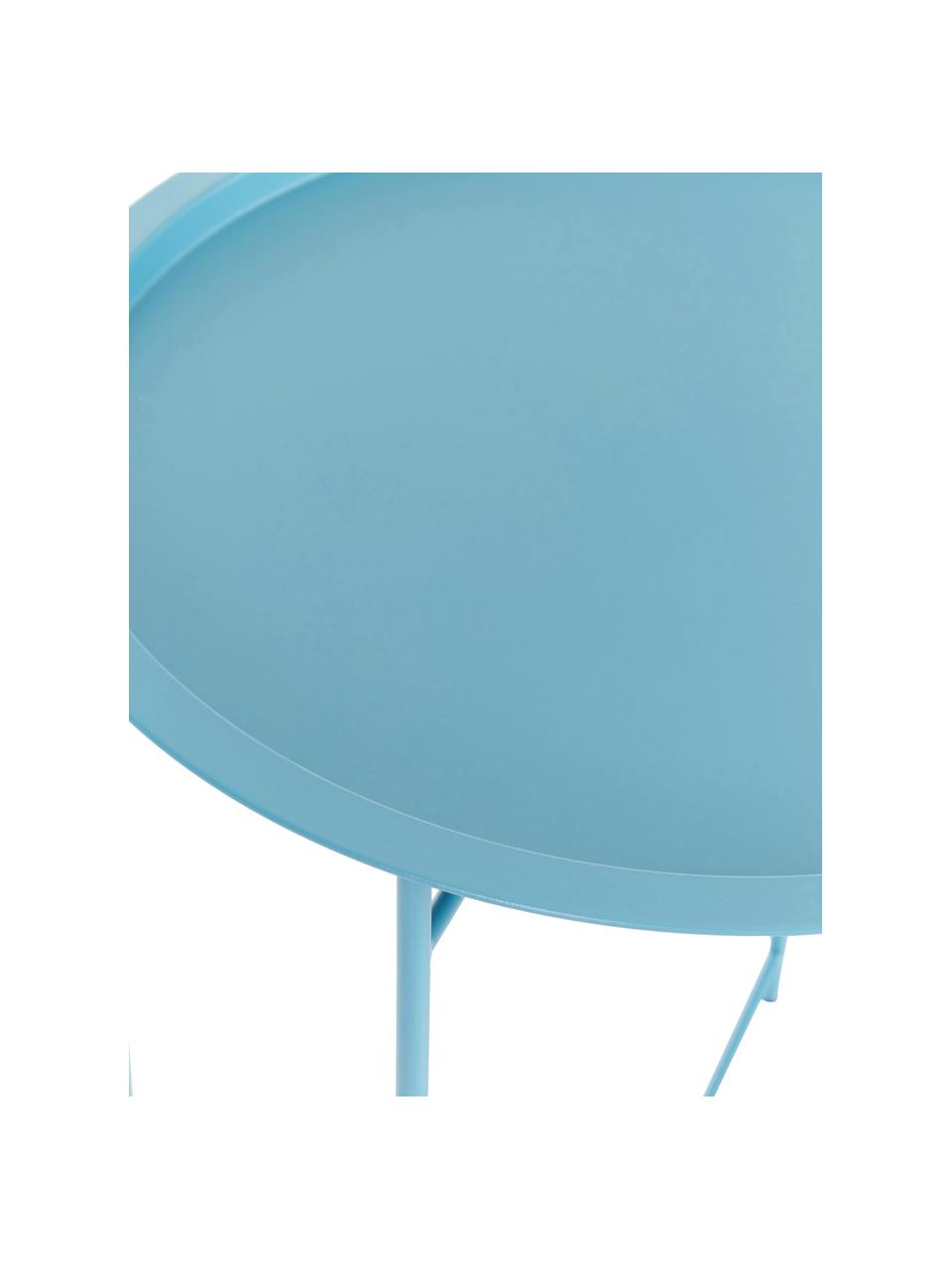 Tavolino-vassoio in metallo Sangro, Metallo verniciato a polvere, Blu, Ø 46 x Alt. 52 cm