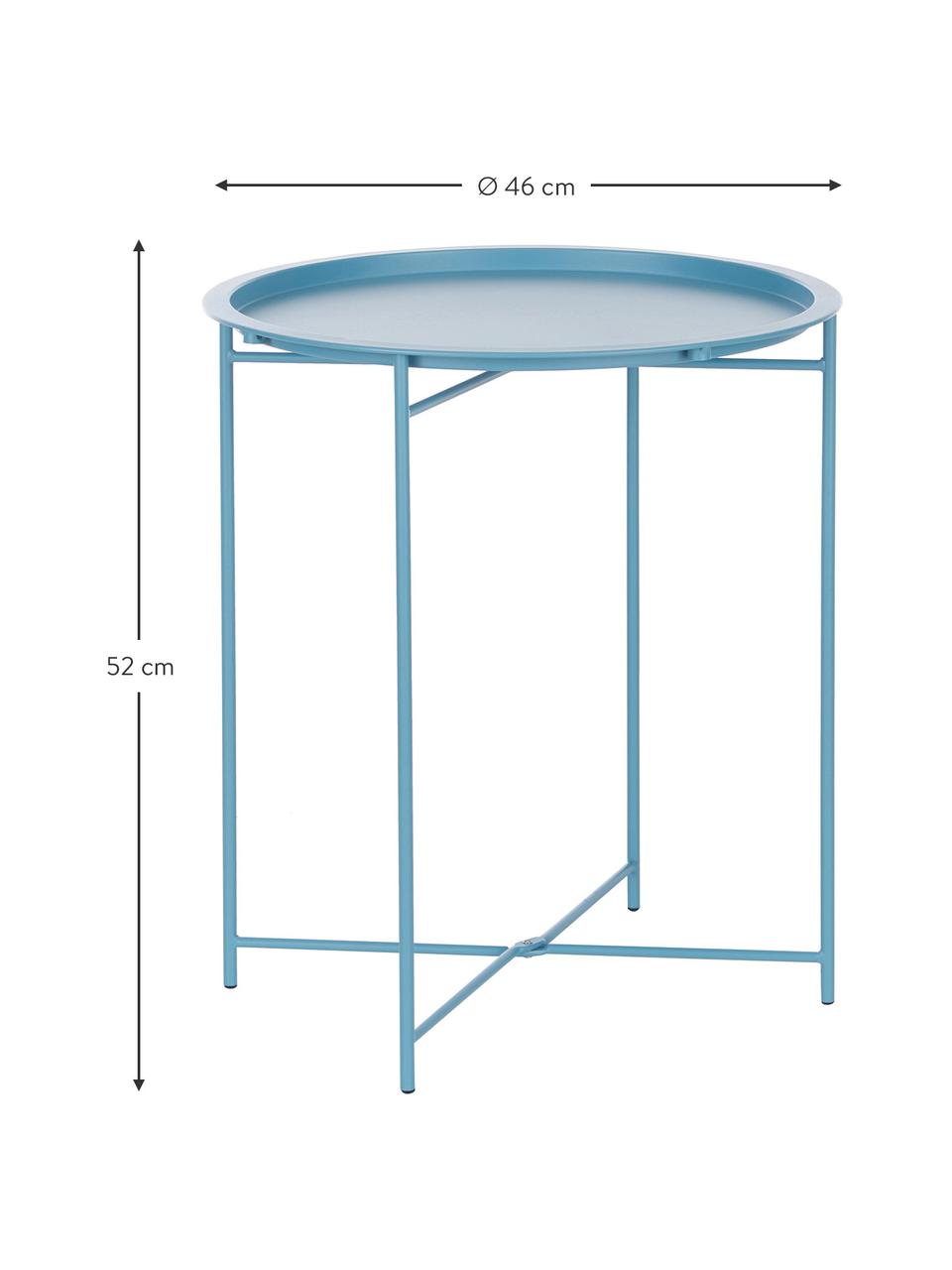 Mesa auxiliar con bandeja extraíble de metal Sangro, Metal con pintura en polvo, Azul, Ø 46 x Al 52 cm