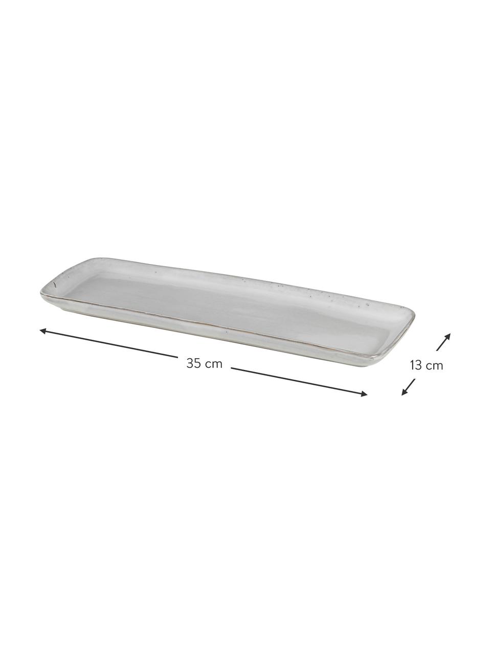 Handgemaakte serveerplateau Nordic Sand, L 35 cm, Keramiek, Grijs-, beigetinten, L 35 x B 13 cm