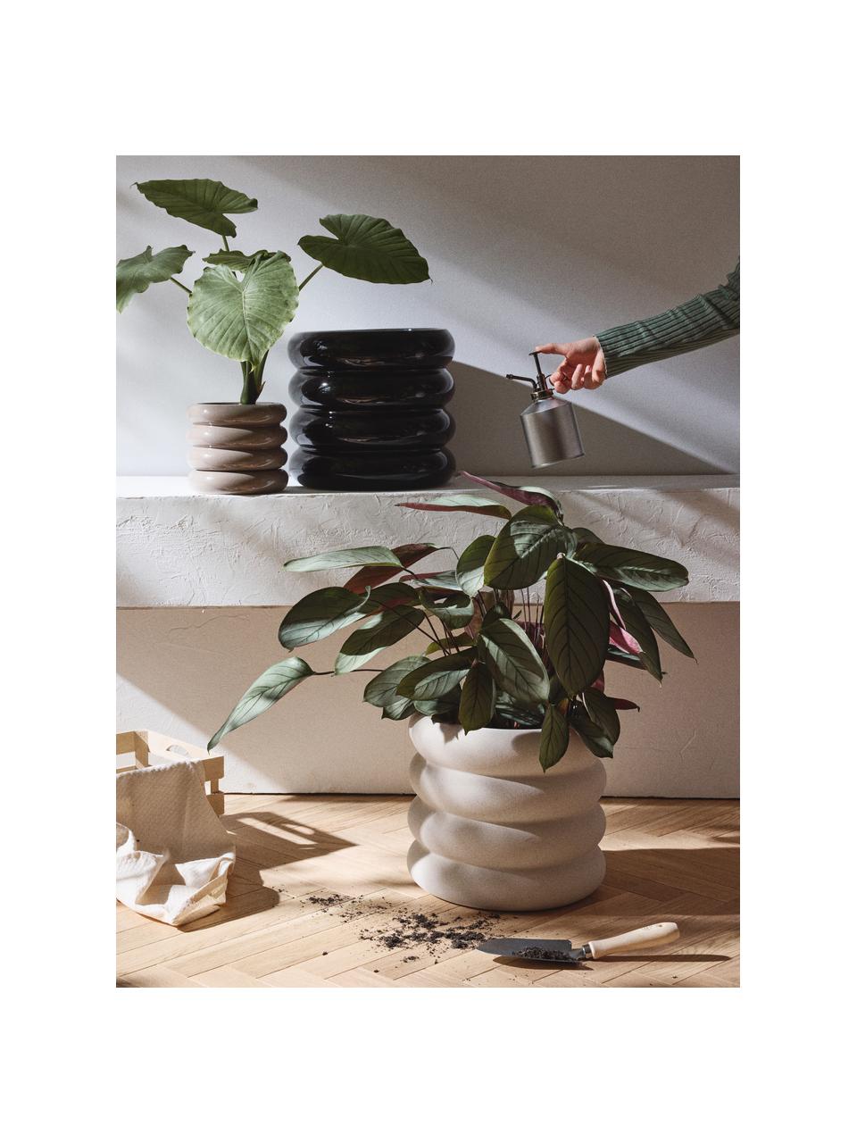Kleine plantenpot Rudi van keramiek, H 16 cm, Keramiek, Taupe, glanzend, Ø 19 x H 16 cm
