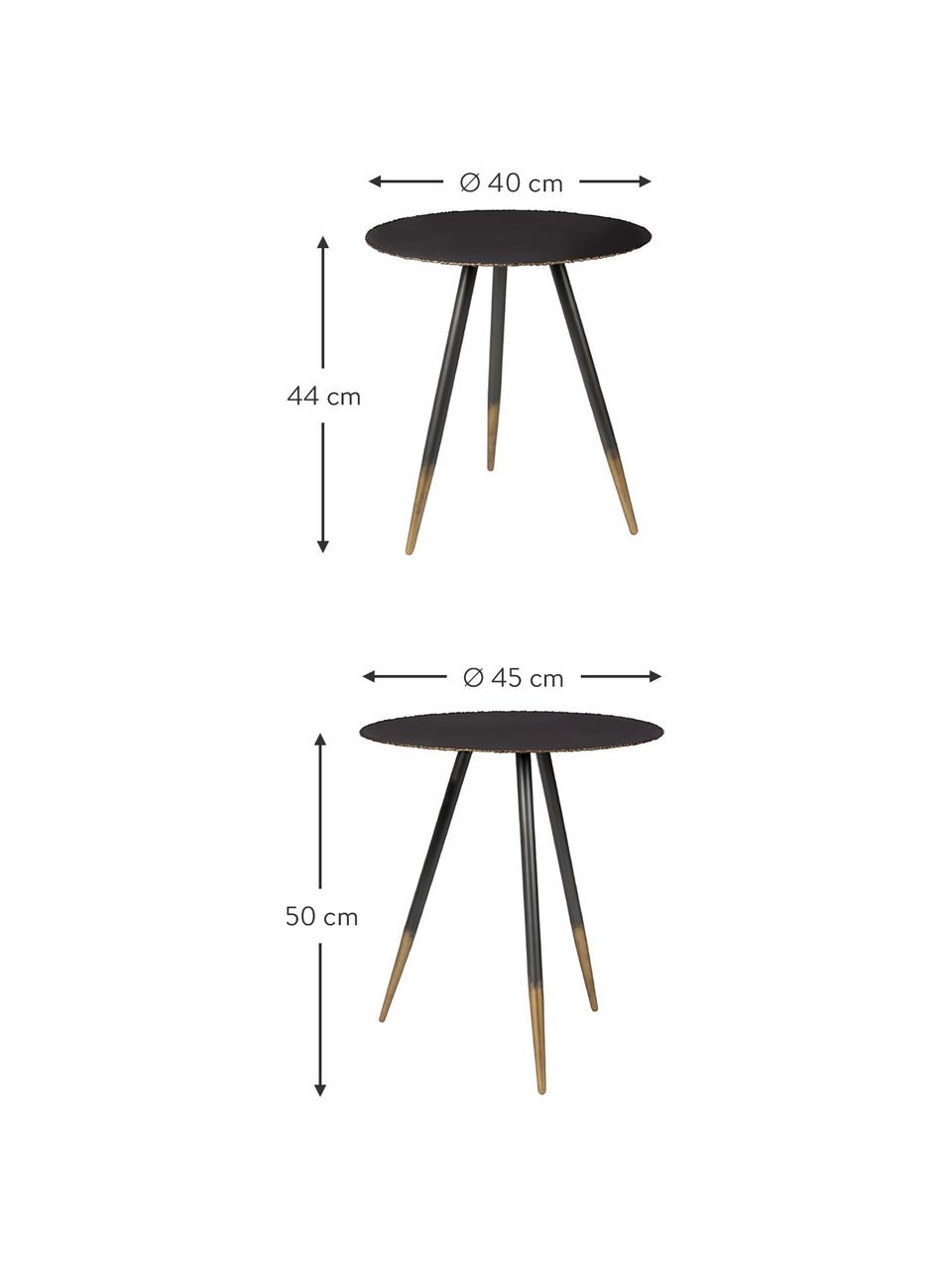 Bijzettafelset Stalwart in zwart en goudkleur, 2-delig, Zwart, Set met verschillende formaten