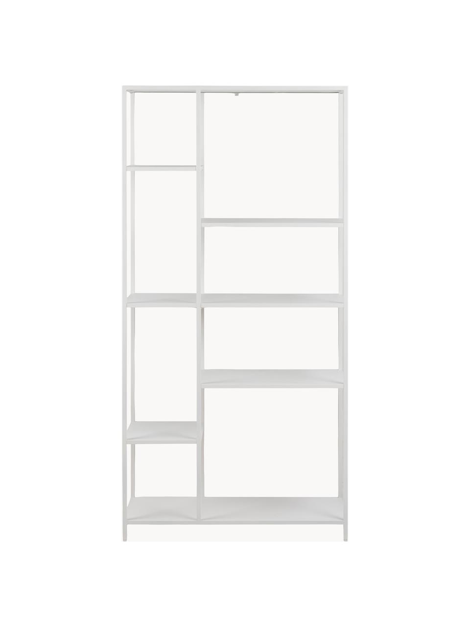 Libreria alta in metallo Neptun, Metallo verniciato a polvere, Bianco, Larg. 80 x Alt. 164 cm