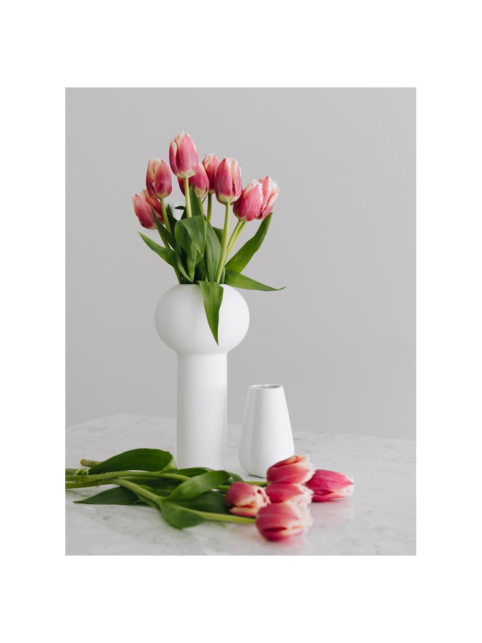 Ręcznie malowany wazon Pillar, Ceramika, Biały, Ø 12 x W 24 cm