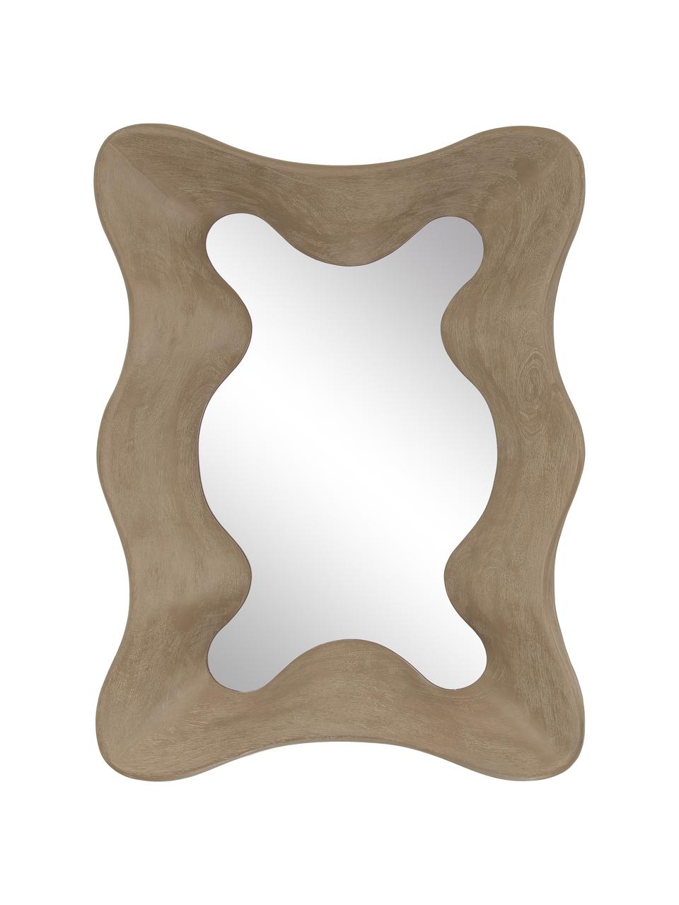 Nástěnné zrcadlo s vlnitým rámem Riva, Tmavé dřevo, Š 60 cm, V 81 cm