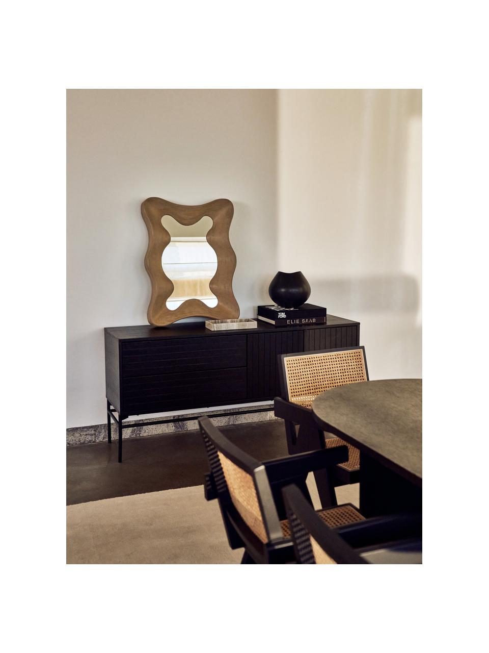 Specchio da parete con cornice ondulata in legno di mango Riva, Cornice: legno di mango laccato, Superficie dello specchio: lastra di vetro, Legno di mango, Larg. 60 x Alt. 81 cm