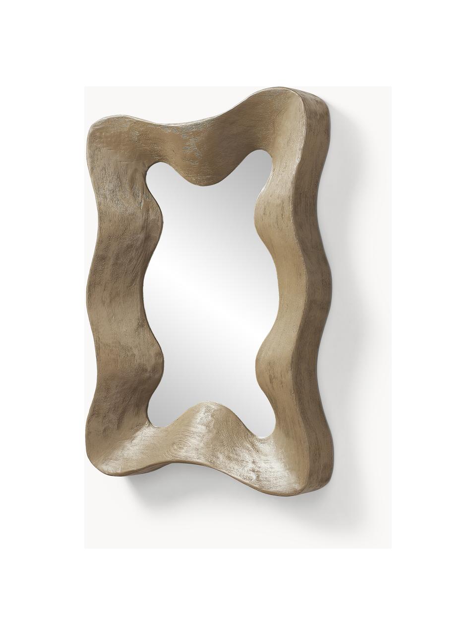 Specchio da parete con cornice ondulata in legno di mango Riva, Cornice: legno di mango laccato, Superficie dello specchio: lastra di vetro, Legno di mango, Larg. 60 x Alt. 81 cm