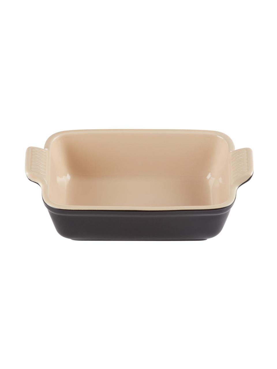 Plat de cuisson rectangulaire en grès cérame Tradition, Grès cérame, Noir, larg. 25 x haut. 8 cm
