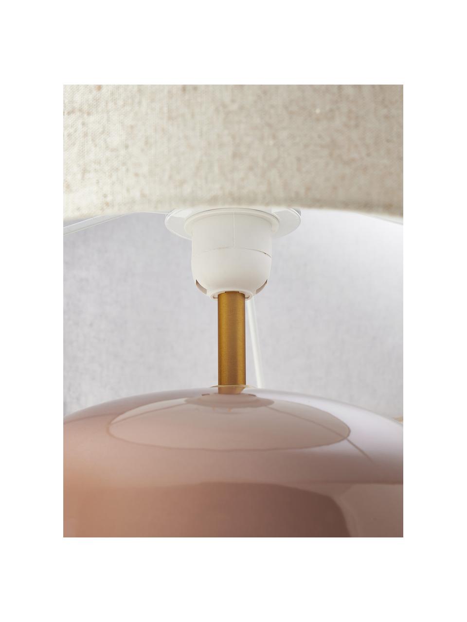 Lampada da tavolo in ceramica Marin, Paralume: lino (100% poliestere), Torrone, beige chiaro, Ø 35 x Alt. 46 cm