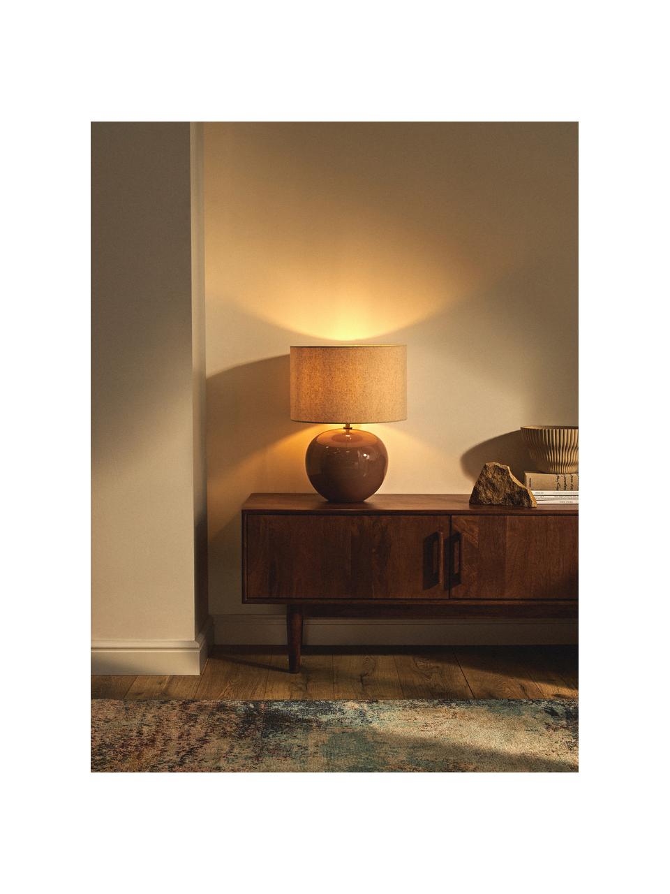 Keramická stolní lampa Marin, Nugátová, světle béžová, Ø 35 cm, V 46 cm