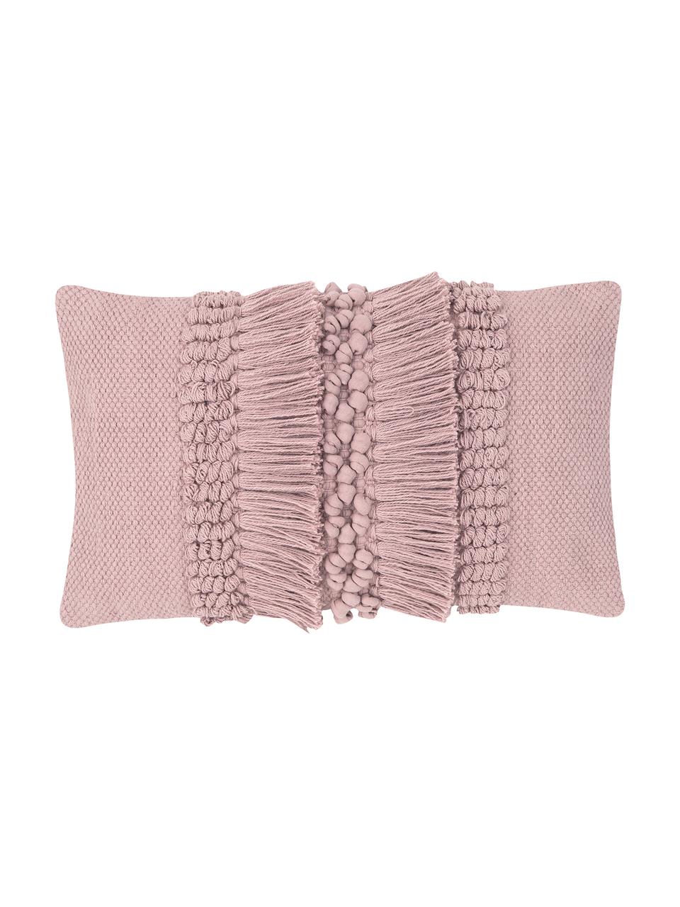 Housse de coussin rectangulaire bohème Monika, Vieux rose