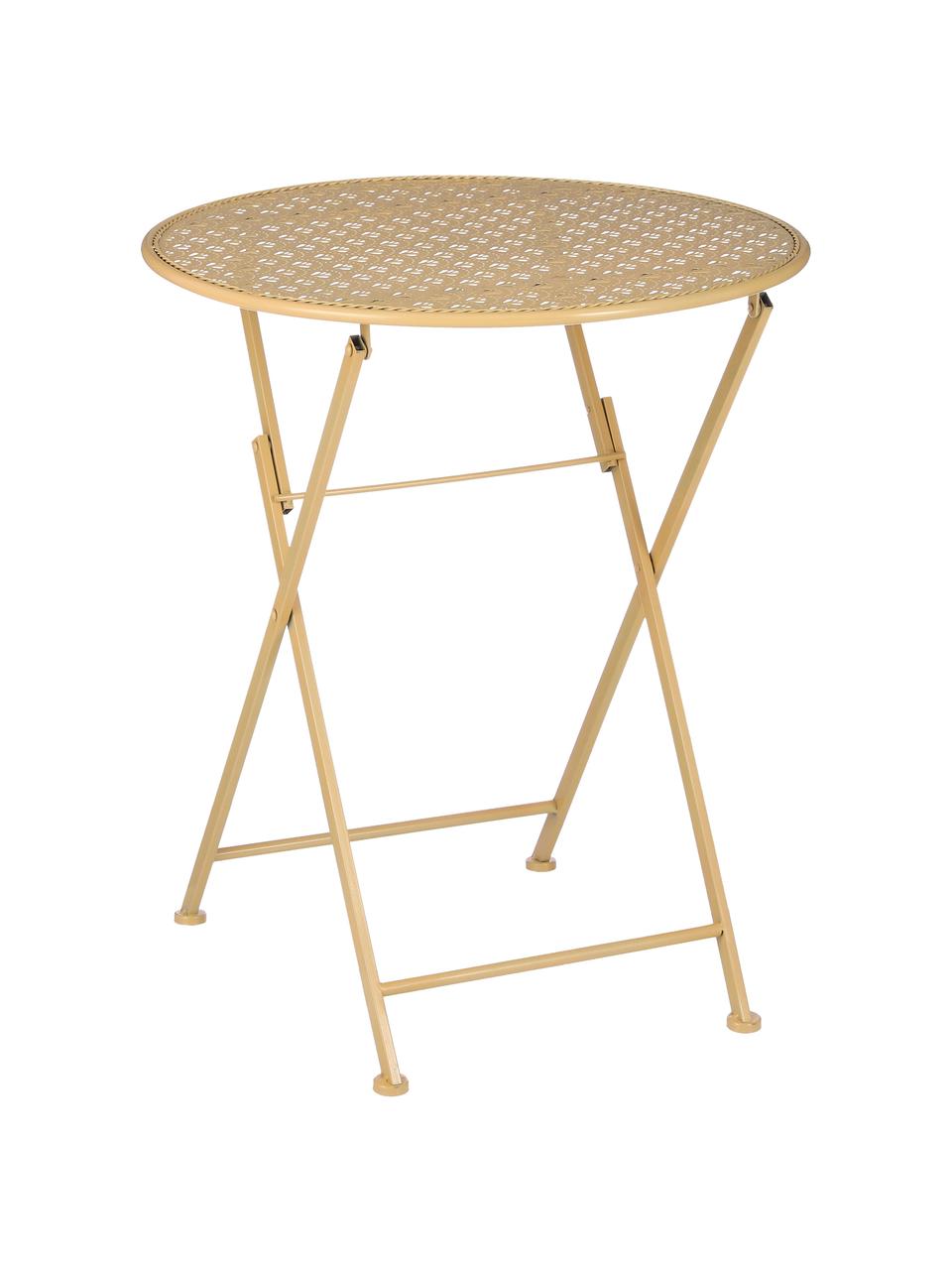 Table de balcon pliante métal Yenti, Métal, enduit, Jaune, Ø 60 x haut. 70 cm