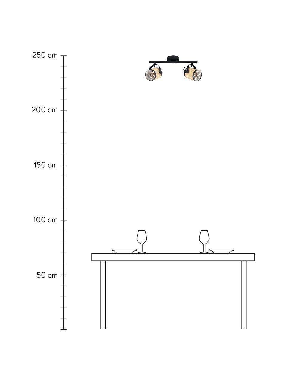 Faretti da soffitto con intreccio viennese Ruscomb, Paralume: carta, materiale sintetic, Baldacchino: acciaio rivestito, Beige, nero, Larg. 44 x Alt. 18 cm