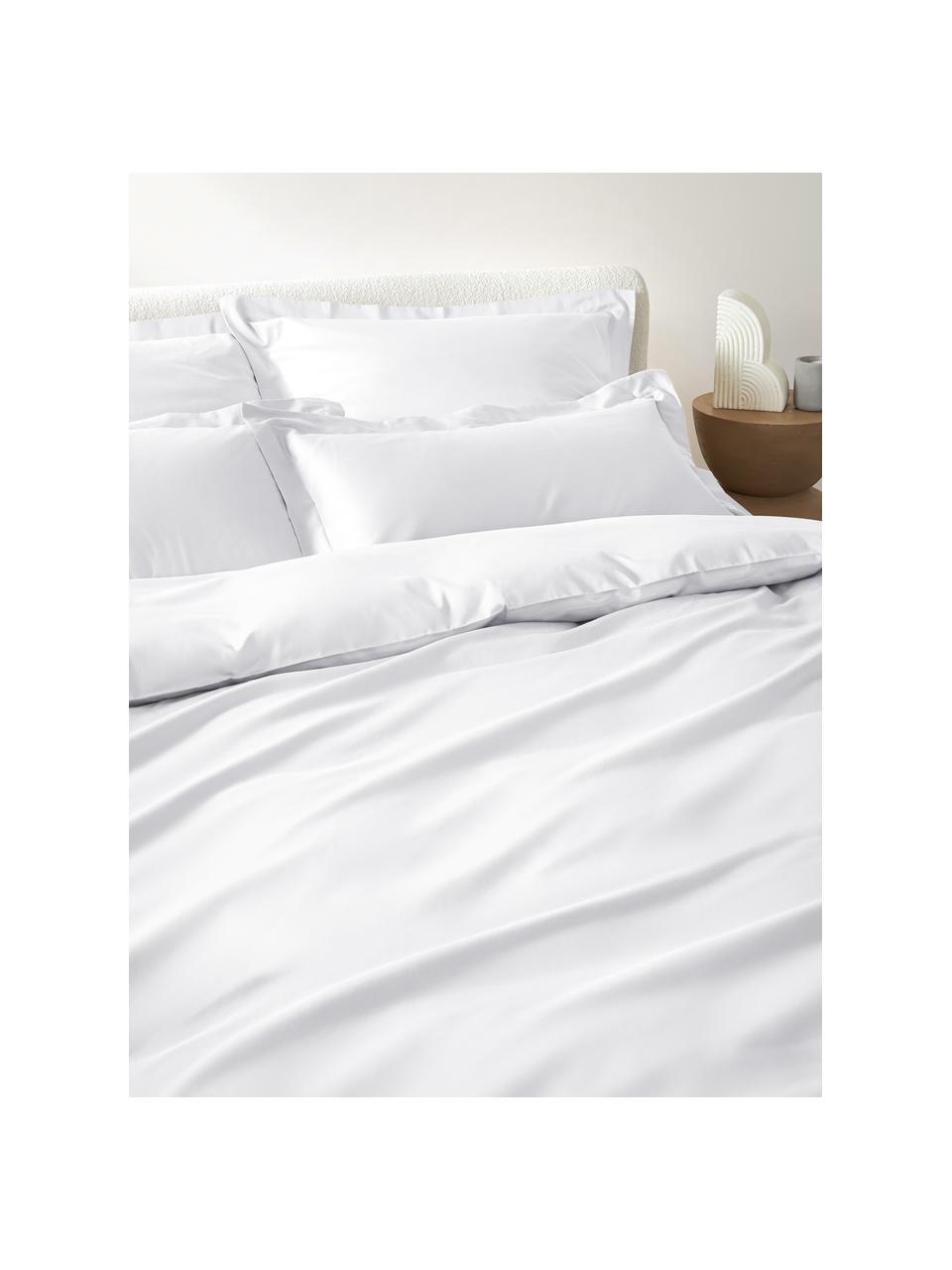 Saténová posteľná bielizeň z organickej bavlny so širokým lemom Premium, Biela, 135 x 200 cm + 1 vankúš 80 x 80 cm