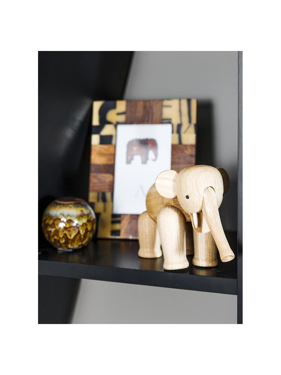 Figura decorativa de diseño Elephant, Madera de roble barnizada, Madera de roble, An 17 x Al 13 cm