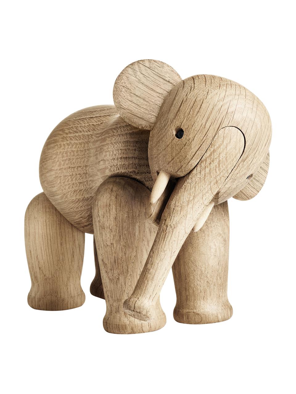 Figura decorativa de diseño Elephant, Madera de roble barnizada, Madera de roble, An 17 x Al 13 cm