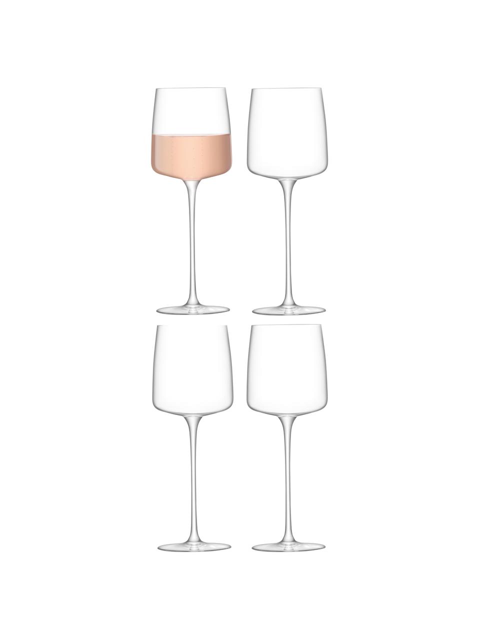 Witte wijnglazen Metropolitan, 4 stuks, Glas, Transparant, Ø 8 x H 22 cm, 350 ml
