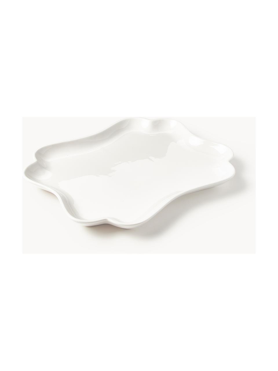 Porcelánový servírovací talíř Nera, Glazovaný porcelán, Lesklá bílá, Š 34 cm, V 28 cm