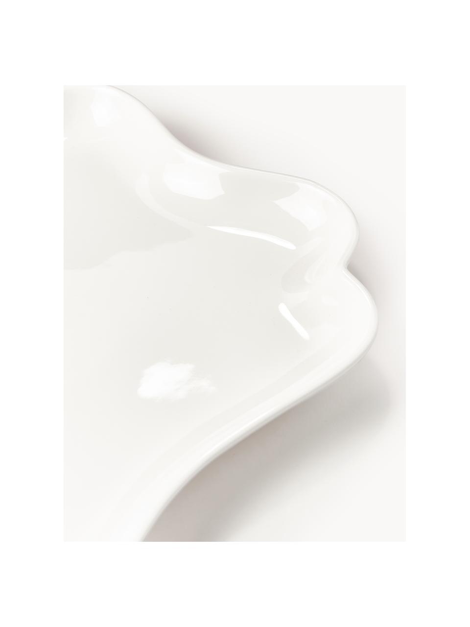 Porzellan-Servierplatte Nera, Porzellan, glasiert, Weiß, glänzend, B 34 x T 28 cm
