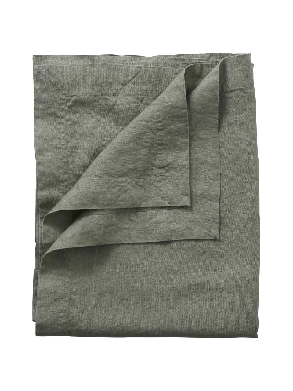 Mantel de lino Duk, 100% lino, Verde, De 6 a 10 comensales (An 135 x L 300 cm)