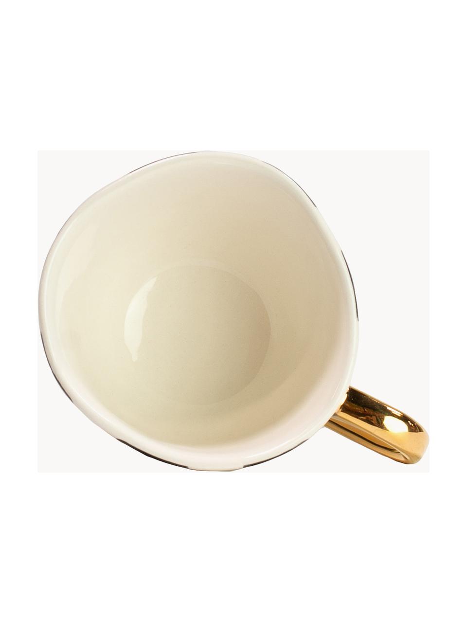 Tasses avec décor doré Doris, 6 pièces, Céramique, Blanc crème, noir, Ø 11 x haut. 8 cm, 350 ml