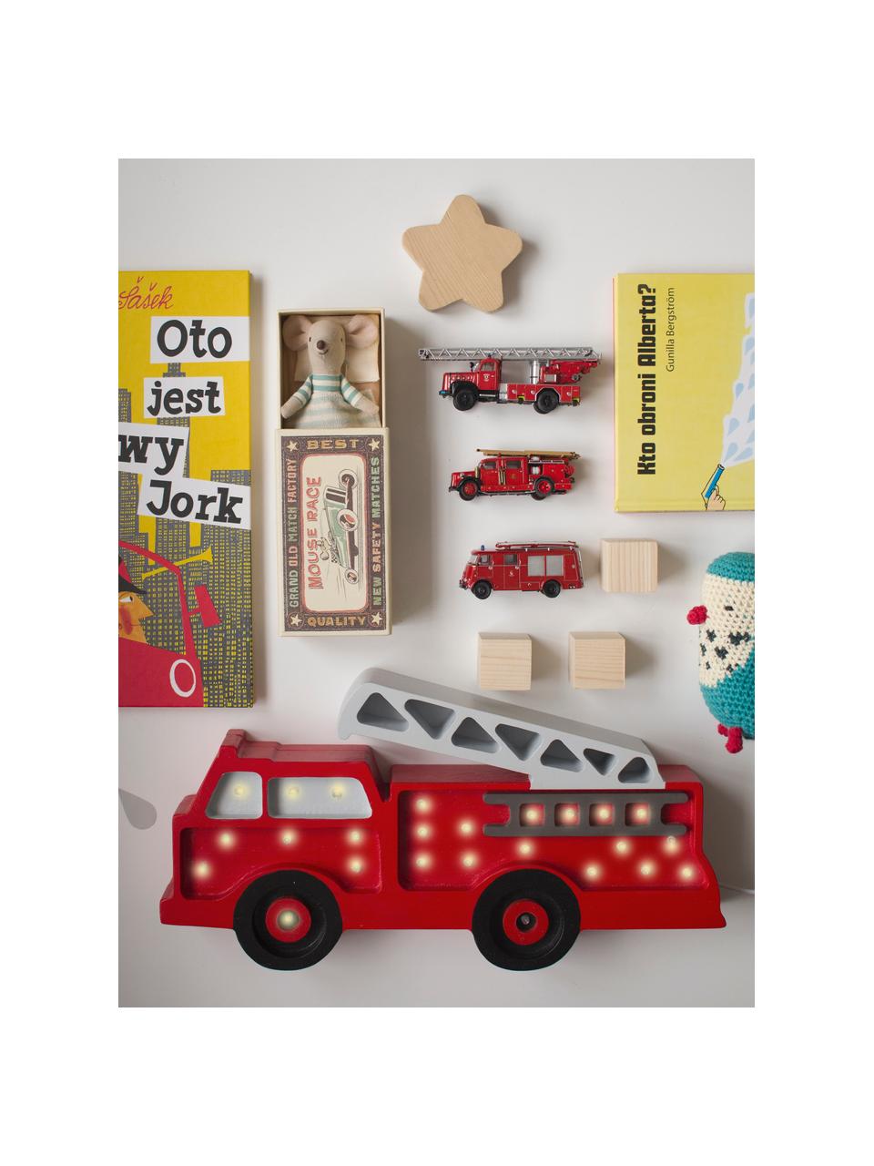 Handgefertigte LED-Kinderzimmerlampe Fire Truck mit Timerfunktion und Fernbedienung, dimmbar, Kiefernholz, lackiert

Dieses Produkt wird aus nachhaltig gewonnenem, FSC®-zertifiziertem Holz gefertigt., Rot, Schwarz, Hellgrau, B 36 x H 24 cm