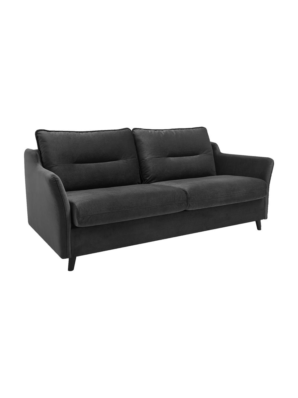 Sofa rozkładana z aksamitu Loft (3-osobowa), Tapicerka: 100% aksamit poliestrowy, Nogi: metal lakierowany, Ciemny szary, S 191 x G 100 cm