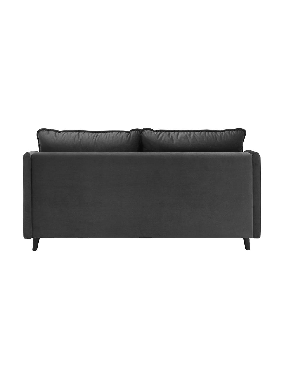 Sofa rozkładana z aksamitu Loft (3-osobowa), Tapicerka: 100% aksamit poliestrowy, Nogi: metal lakierowany, Ciemny szary, S 191 x G 100 cm