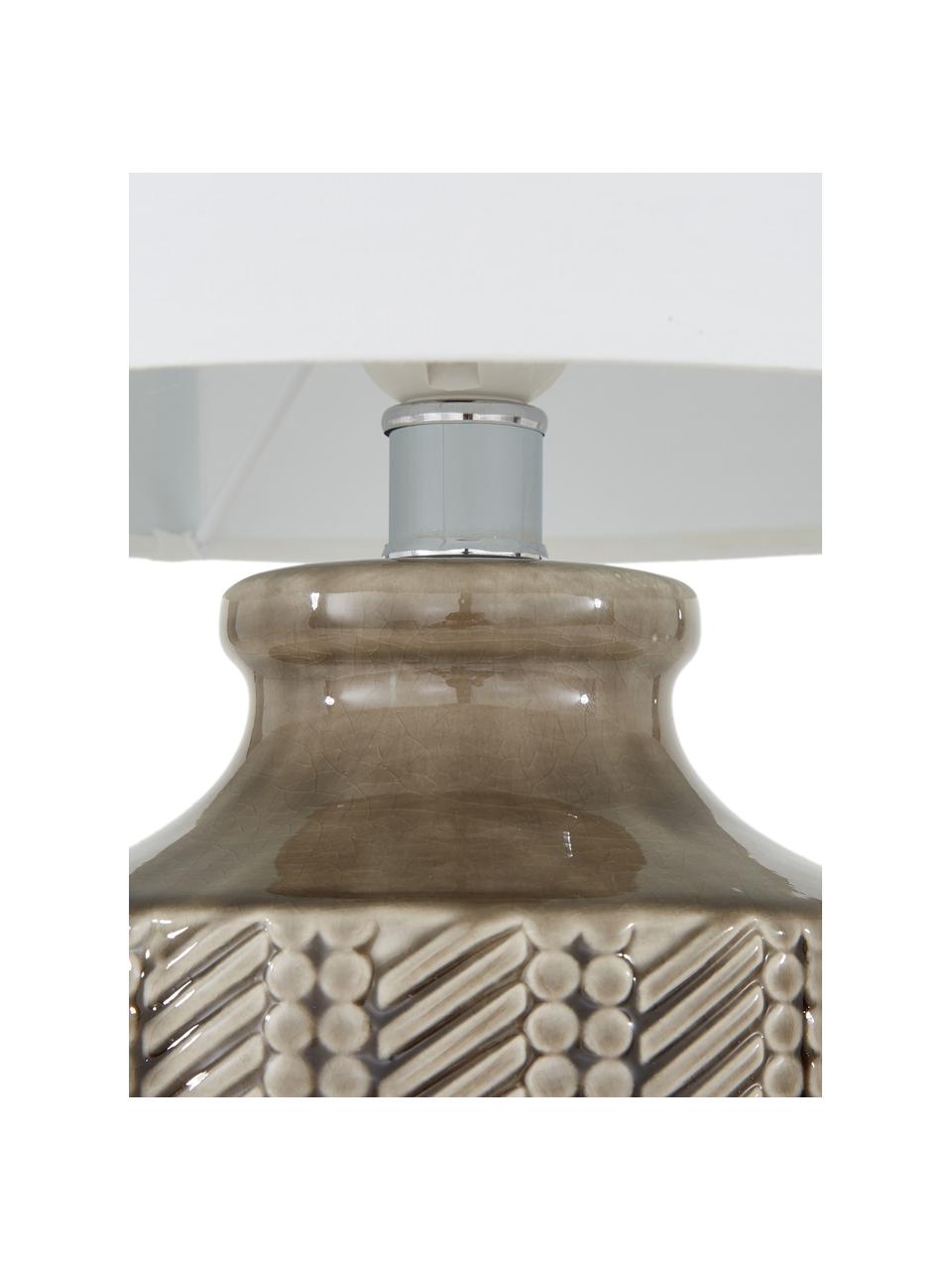 Lámpara de mesa Nia, Pantalla: tela, Cable: plástico, Blanco, níquel, Ø 26 x Al 43 cm