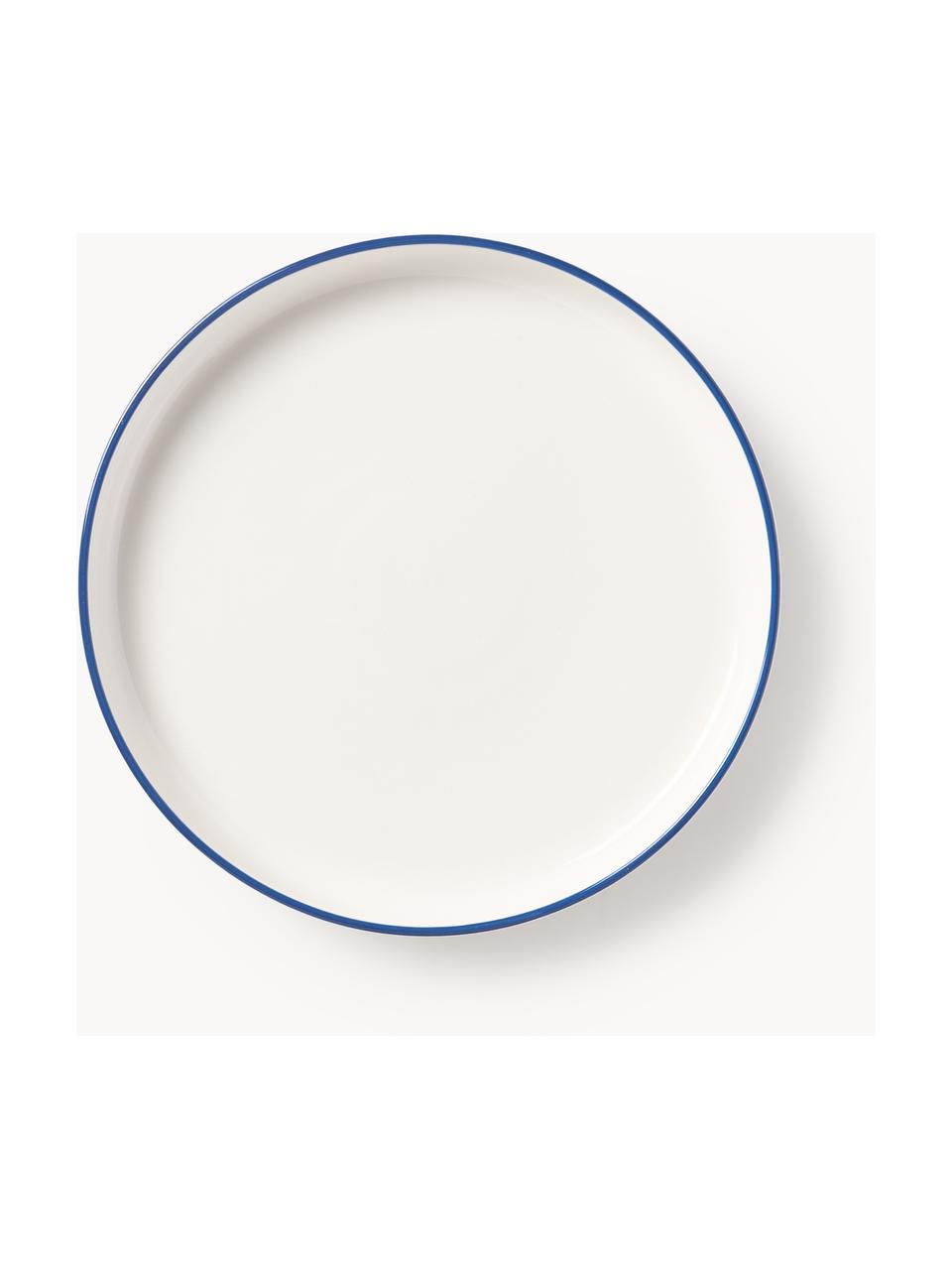 Assiettes à dessert en porcelaine Facile, 2 pièces, Porcelaine robuste de haute qualité (env. 50 % kaolin, 25 % quartz et 25 % feldspath), Blanc cassé avec bordure bleu foncé, Ø 20 x haut. 2 cm