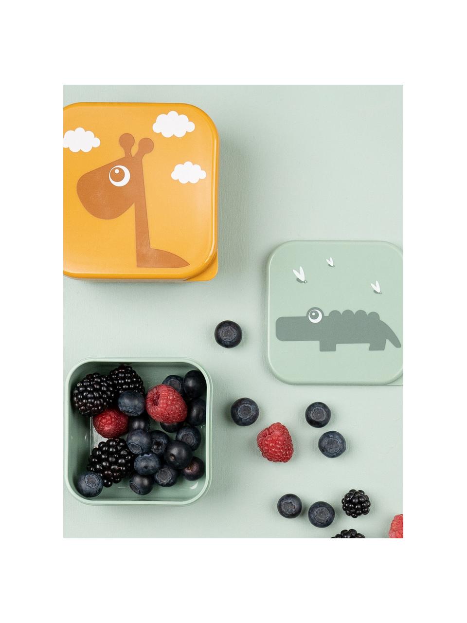 Kinder-Lunchboxen Deer Friends, 3er-Set, Kunststoff, BPA-frei, Hellrosa, Salbeigrün, Ocker, Set mit verschiedenen Grössen