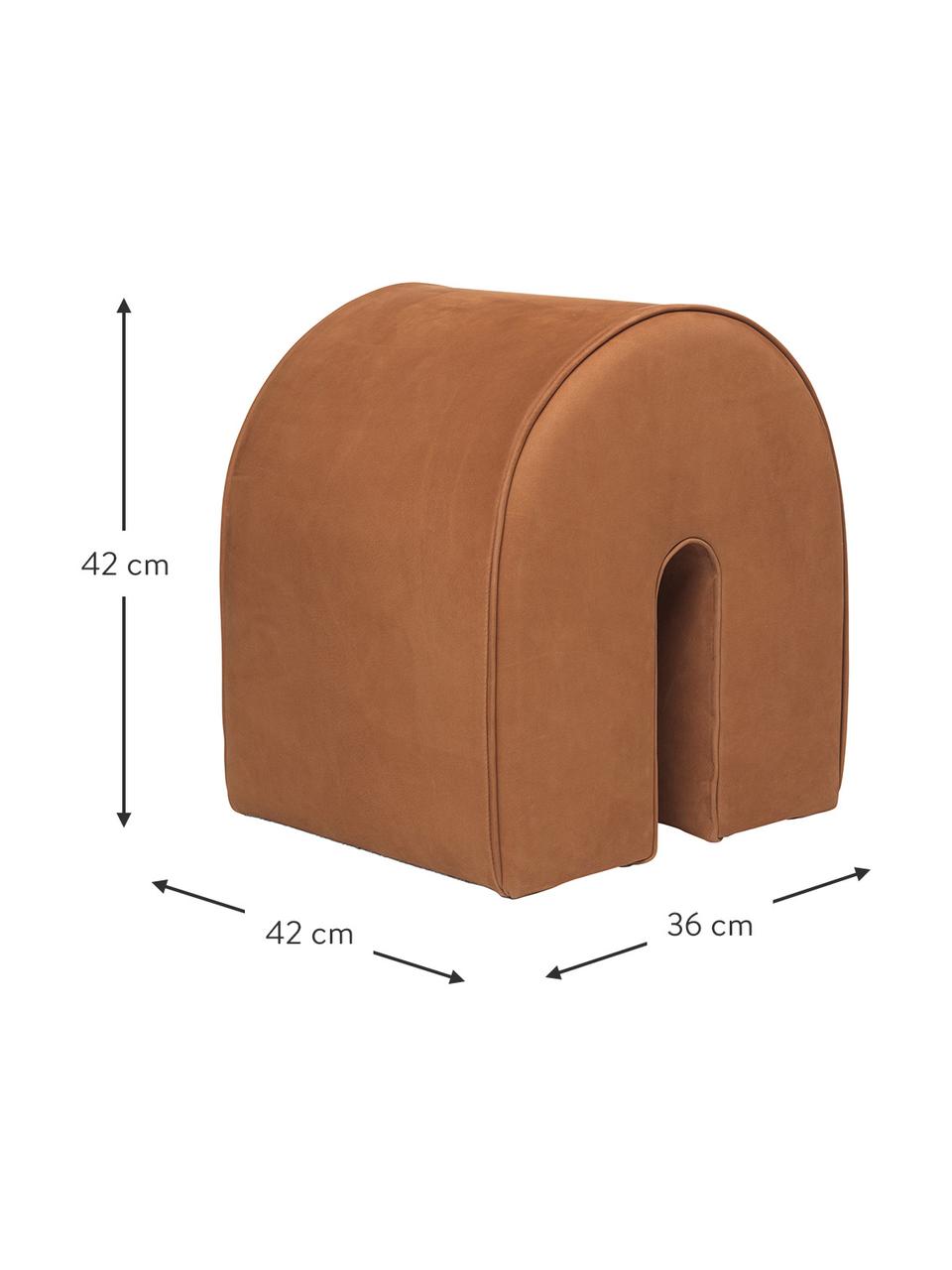 Puf de piel Curved, Tapizado: cuero nobuck, Cuero terracota, An 36 x Al 42 cm