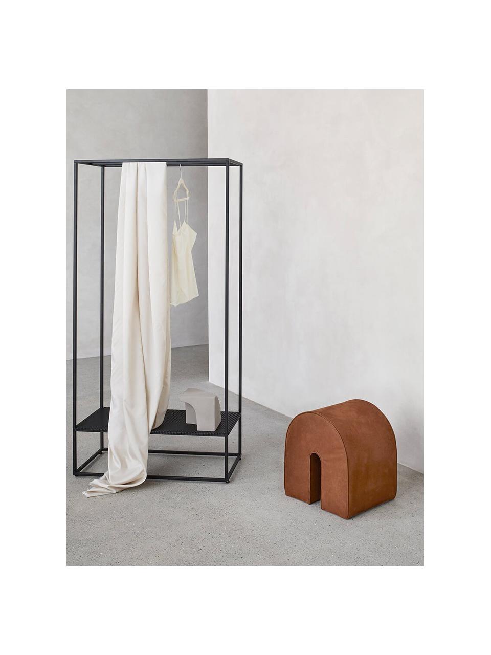 Gestoffeerde kruk Curved van nubuckleer, Bekleding: nubuckleer, Leer terracotta, B 36 x H 42 cm