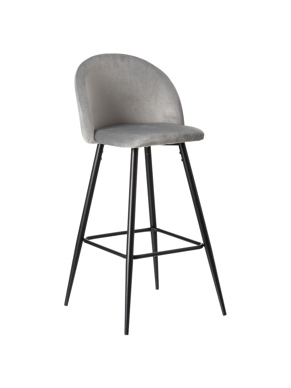 Sedia da bar Maxine, Rivestimento: 100% poliestere, Gambe: metallo rivestito, Grigio, nero, Larg. 48 x Alt. 102 cm