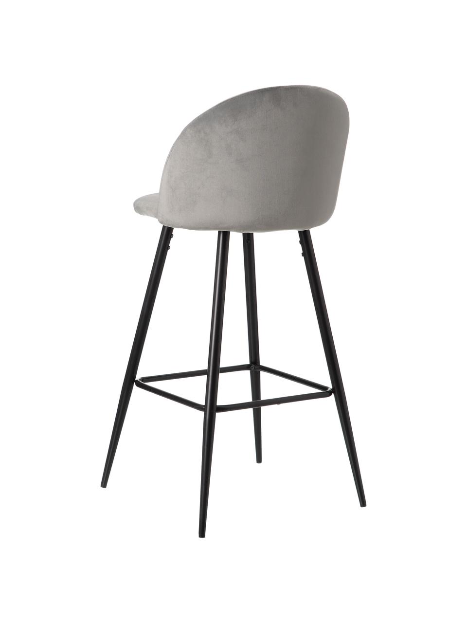 Sedia da bar Maxine, Rivestimento: 100% poliestere, Gambe: metallo rivestito, Grigio, nero, Larg. 48 x Alt. 102 cm