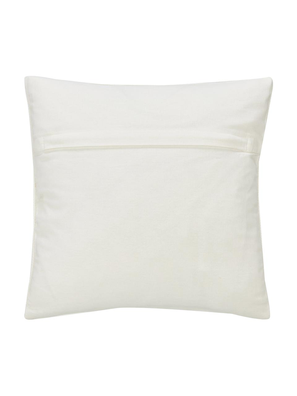 Geborduurde katoenen kussenhoes Vahid met hoog-laag structuur, Bekleding: 100% katoen Decoratie, Beige, crèmewit, B 45 x L 45 cm