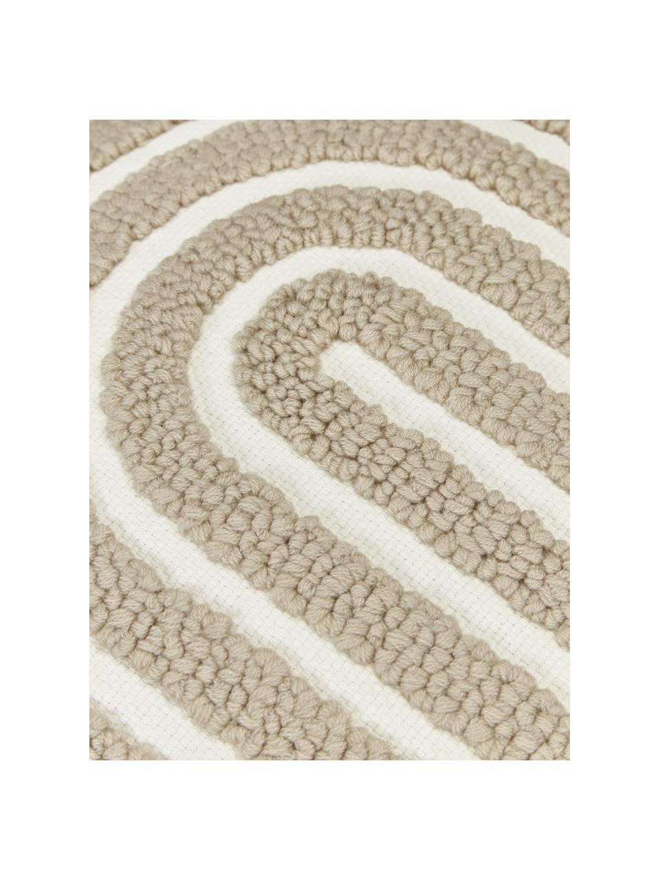 Funda de cojín bordada de algodón texturizada Vahid, Funda: 100% algodón con certific, Beige, blanco crema, An 45 x L 45 cm