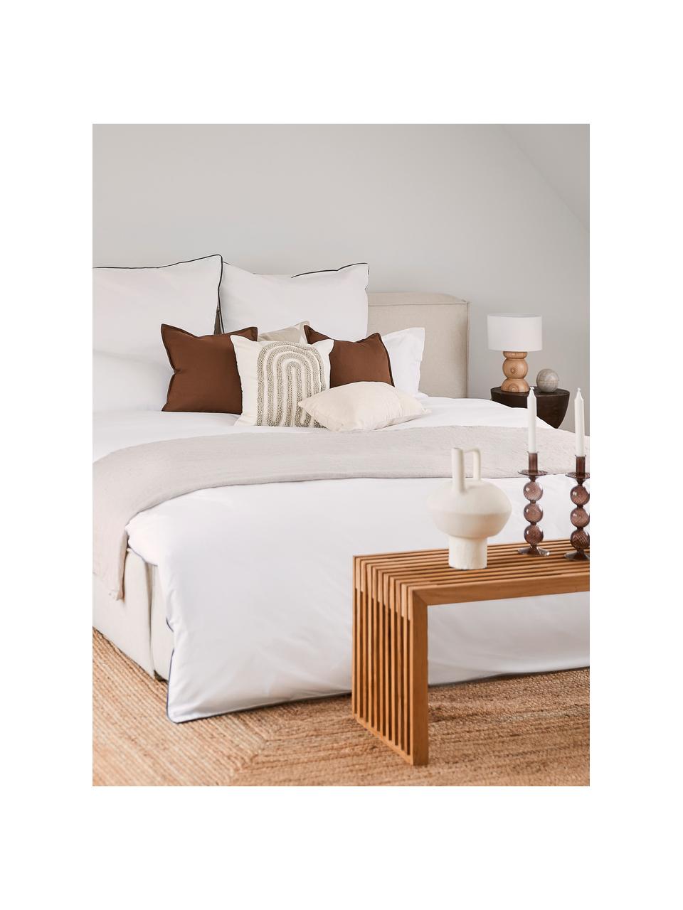 Federa arredo in cotone ricamato con struttura rialzata Vahid, Rivestimento: 100% cotone certificato B, Ornamento: 100% acrilico, Beige, bianco crema, Larg. 45 x Lung. 45 cm