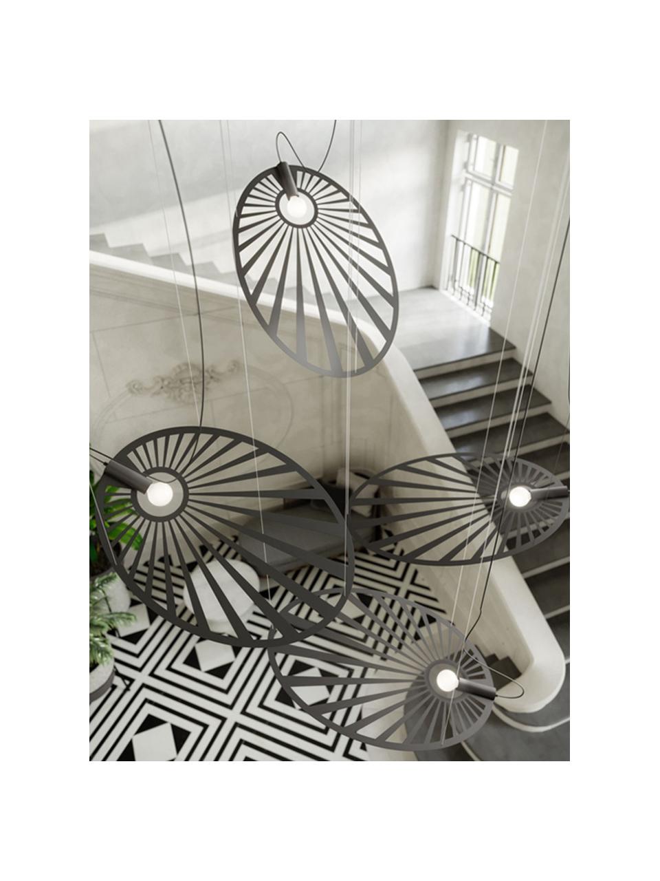 Große Pendelleuchte Emi, handgefertigt, Schwarz, B 110 x T 80 cm