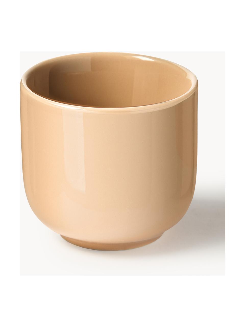 Tasses à expresso en porcelaine avec sous-tasses Nessa, 4 pièces, Porcelaine de haute qualité, émaillé, Pêche, haute brillance, Ø 7 x haut. 6 cm, 90 ml