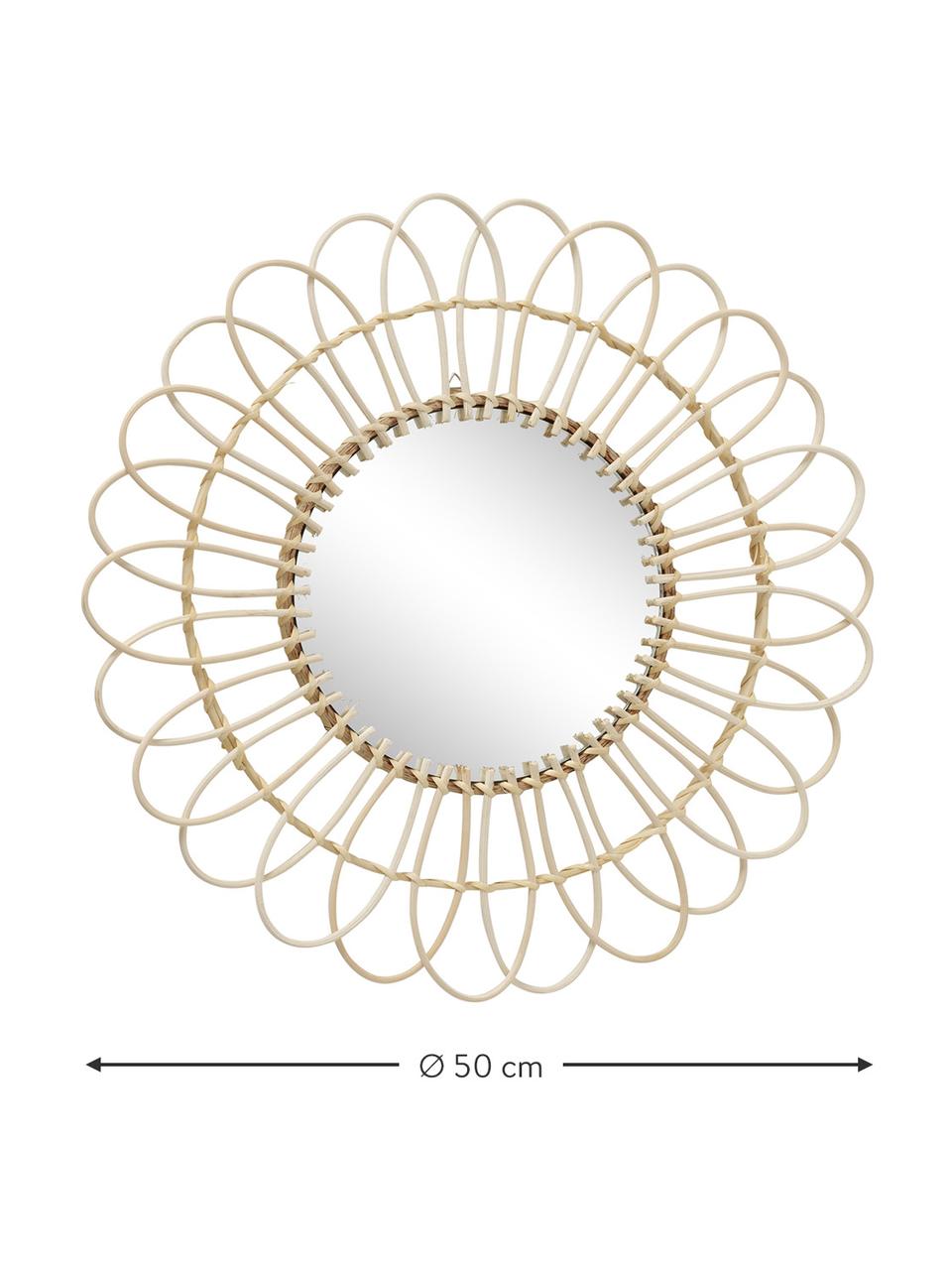 Miroir mural rond bambou Nariko, Beige, Ø 50 x prof. 5 cm