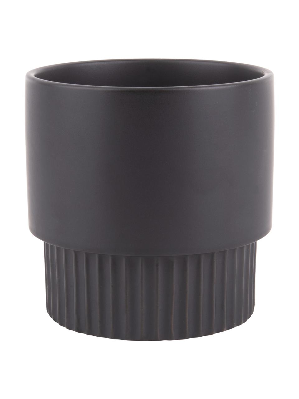 Cache-pot céramique Ribbed, Céramique, Noir, Ø 16 cm x haut. 15 cm