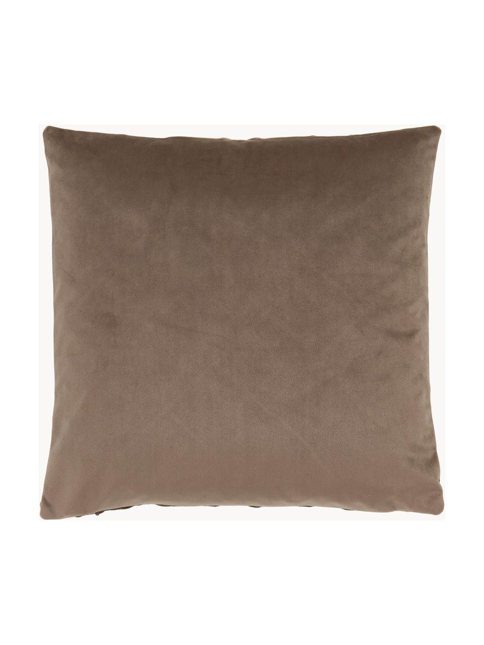 Samt-Kissenhülle Luka mit Struktur-Karomuster, Samt (100 % Polyester), Braun, B 40 x L 40 cm