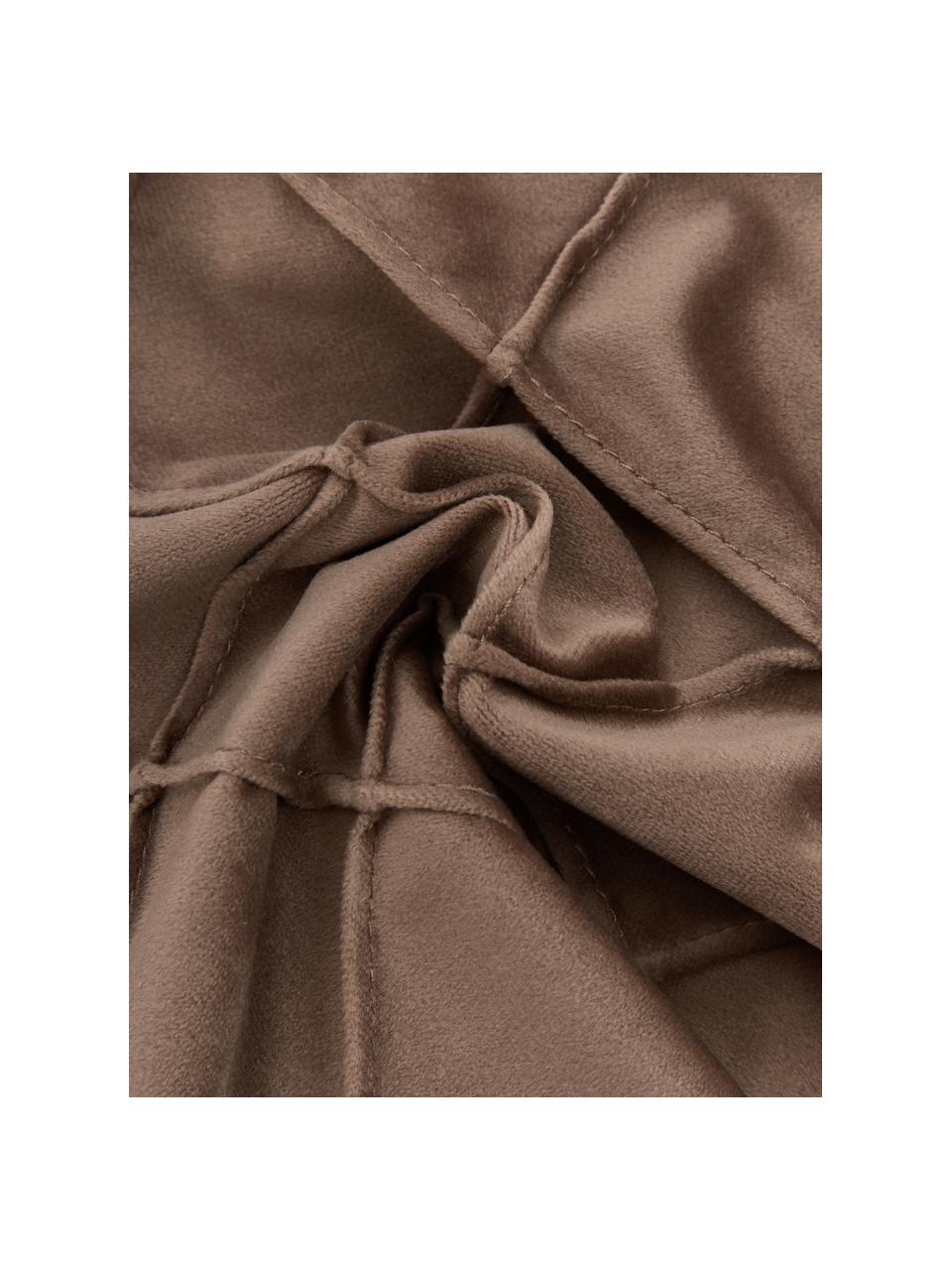 Housse de coussin velours brun texturé Luka, Velours (100 % polyester), Brun, larg. 40 x long. 40 cm
