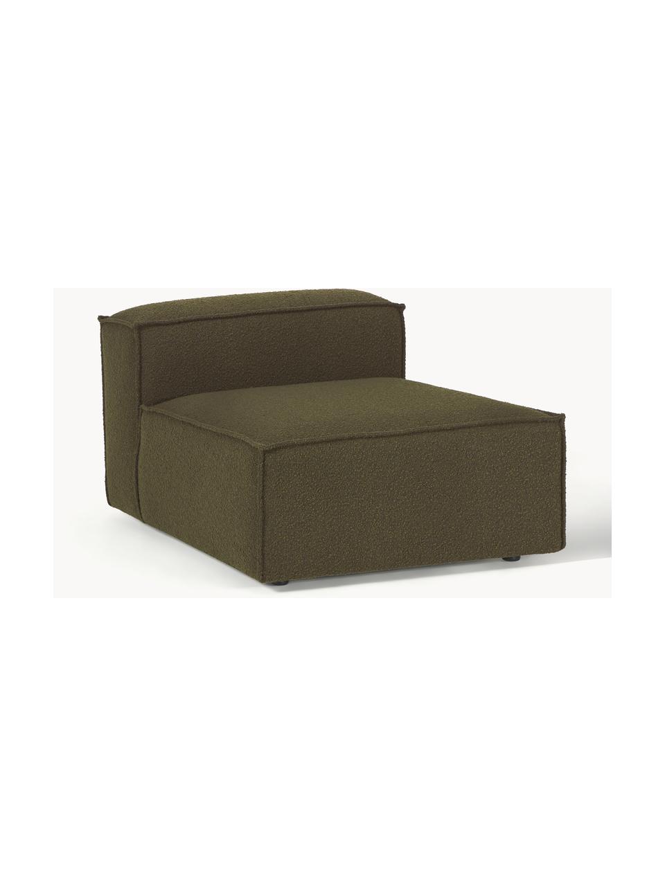 Module central en bouclette Lennon, Bouclette vert olive, larg. 89 x prof. 119 cm