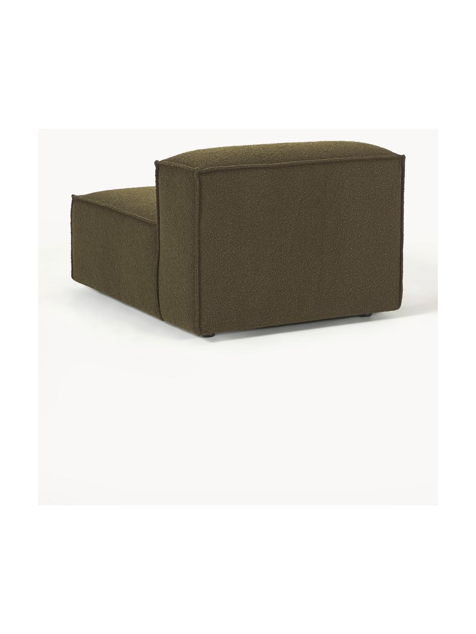 Module central en bouclette Lennon, Bouclette vert olive, larg. 89 x prof. 119 cm