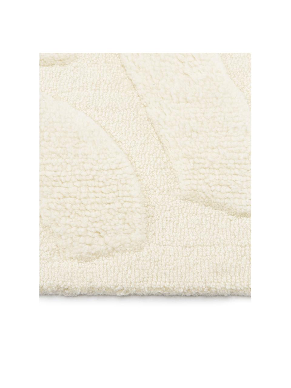 Handgeweven wollen vloerkleed Clio met hoog-laag structuur, Bovenzijde: 100% wol, Onderzijde: 100% katoen Bij wollen vl, Beige, B 160 x L 230 cm (maat M)