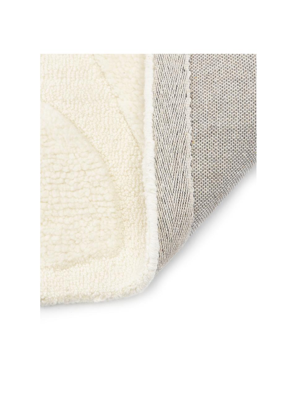 Alfombra de lana artesanal texturizada Clio, Parte superior: 100% lana, Reverso: 100% algodón Las alfombra, Blanco crema, An 160 x L 230 cm (Tamaño M)