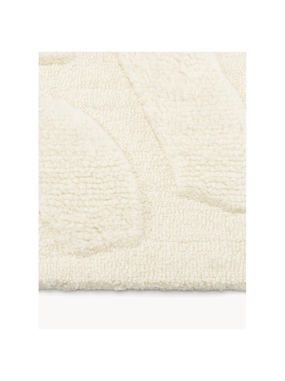 Ręcznie tkany dywan z wełny z wypukłą strukturą Clio, Kremowobiały, S 160 x D 230 cm (Rozmiar M)