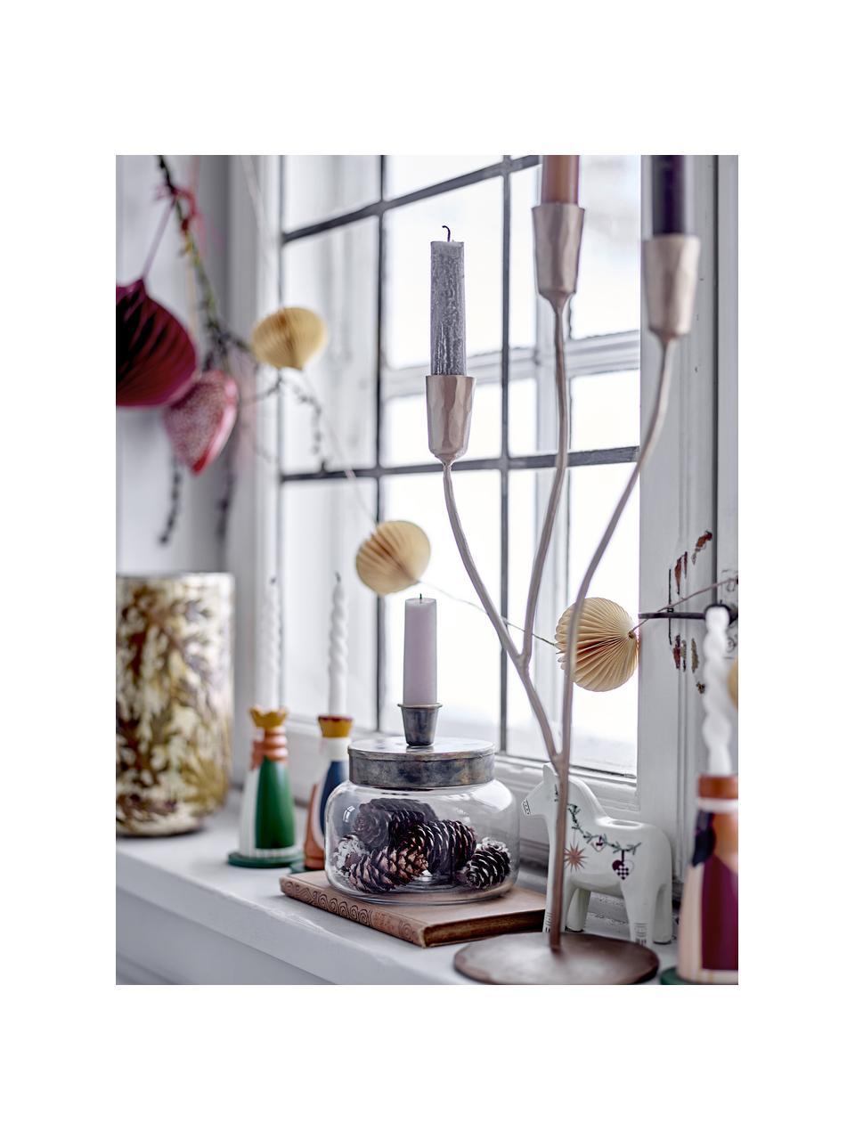 Set 2 candelabri natalizi con contenitore Jacquelin, Contenitore: vetro, Trasparente, ottonato, Set in varie misure