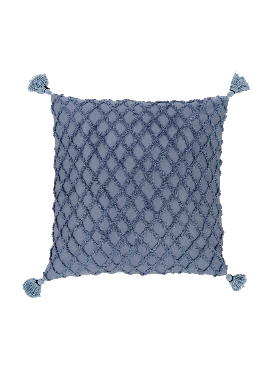 Kissenhülle Royal mit Hoch-Tief-Muster, 100% Baumwolle, Blau, 45 x 45 cm